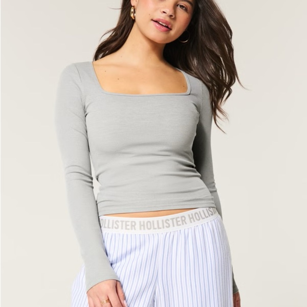 Hollister Women's Green Long Sleeve Top-BOGO DEAL